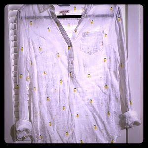 Knit lemon button down blouse